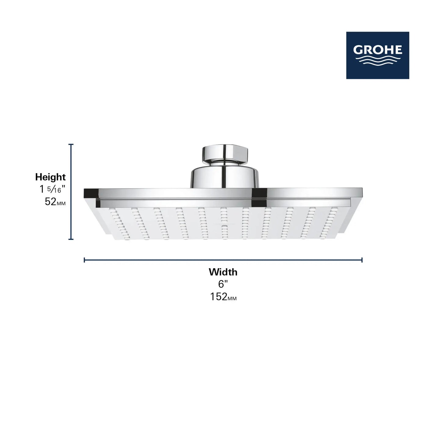 Grohe 150 Shower Head, 6" - 1 Spray, 6.6 L/min (1.75 gpm)