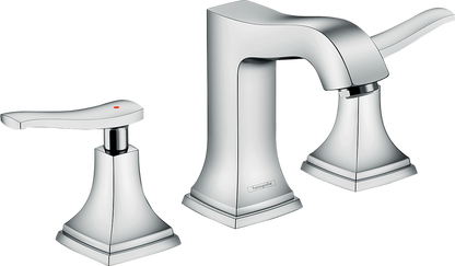Hansgrohe Metropol Classic Widespread Faucet 110 with Lever Handles and Pop-Up Drain, 1.2 GPM