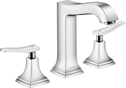 Hansgrohe Metropol Classic Widespread Faucet 160 with Lever Handles and Pop-Up Drain, 1.2 GPM