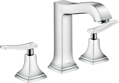 Hansgrohe Metropol Classic Widespread Faucet 160 with Lever Handles and Pop-Up Drain, 1.2 GPM