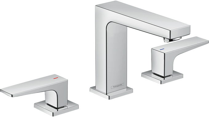 Hansgrohe Metropol Widespread Faucet 110 with Lever Handles and Pop-Up Drain, 0.5 GPM