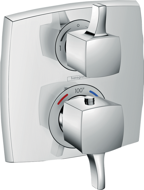 Hansgrohe Ecostat Classic Thermostatic Trim with Volume Control and Diverter, Square