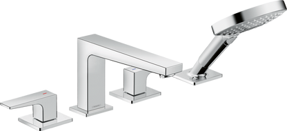 Hansgrohe Metropol 4-Hole Roman Tub Set Trim with Lever Handles and 1.75 GPM Handshower