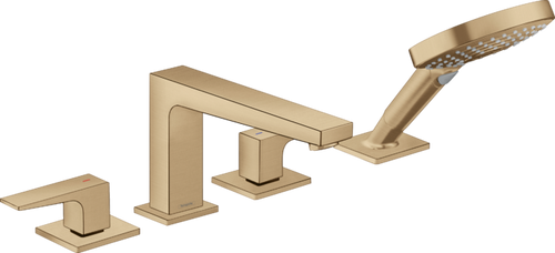 Hansgrohe Metropol 4-Hole Roman Tub Set Trim with Lever Handles and 1.75 GPM Handshower