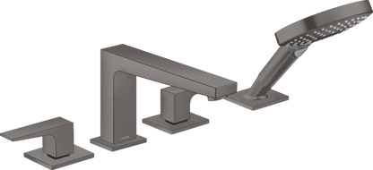 Hansgrohe Metropol 4-Hole Roman Tub Set Trim with Lever Handles and 1.75 GPM Handshower