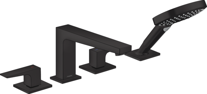Hansgrohe Metropol 4-Hole Roman Tub Set Trim with Lever Handles and 1.75 GPM Handshower