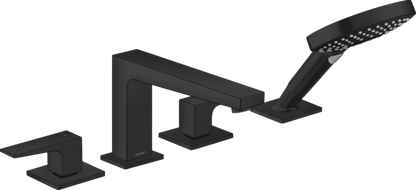 Hansgrohe Metropol 4-Hole Roman Tub Set Trim with Lever Handles and 1.75 GPM Handshower