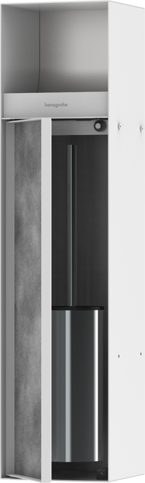 Hansgrohe XtraStoris Rock Recessed Toilet Brush Holder with Toilet Paper Holder & Tileable Door