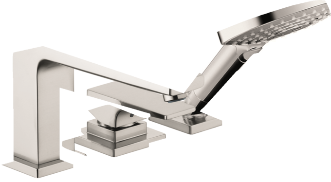 Hansgrohe Metropol 3-Hole Roman Tub Set Trim with Lever Handle and 1.75 GPM Handshower