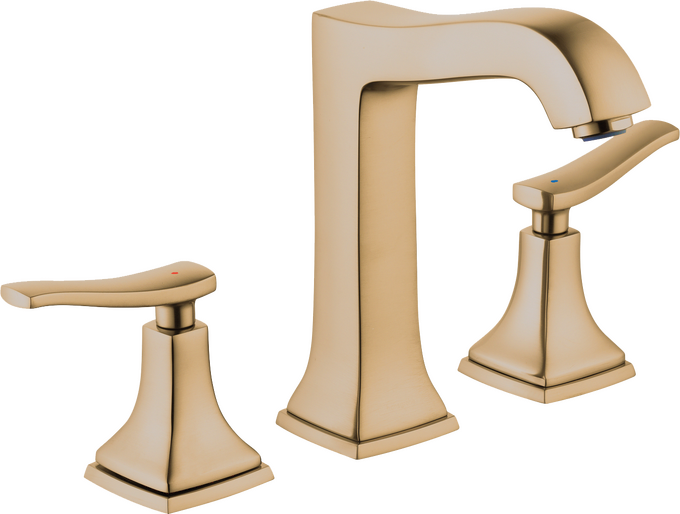 Hansgrohe Metropol Classic Widespread Faucet 160 with Lever Handles and Pop-Up Drain, 1.2 GPM