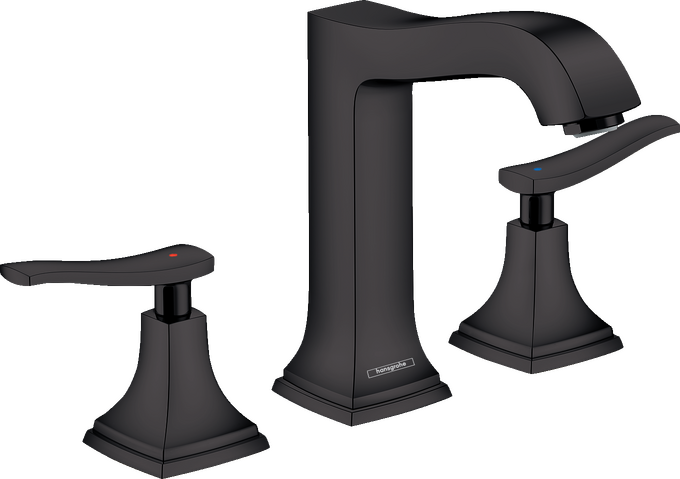 Hansgrohe Metropol Classic Widespread Faucet 160 with Lever Handles and Pop-Up Drain, 1.2 GPM
