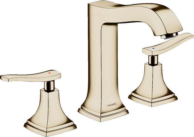 Hansgrohe Metropol Classic Widespread Faucet 160 with Lever Handles and Pop-Up Drain, 1.2 GPM