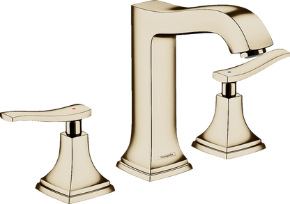 Hansgrohe Metropol Classic Widespread Faucet 160 with Lever Handles and Pop-Up Drain, 1.2 GPM
