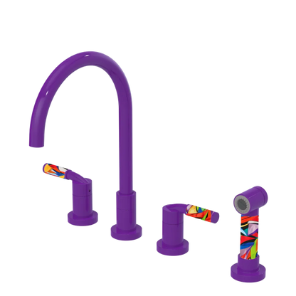 Rubinet Widespread Kitchen Set with Hand Spray Purple Haze