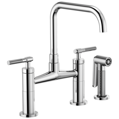 Brizo Bridge Faucet With Square Spout And Knurled Handle