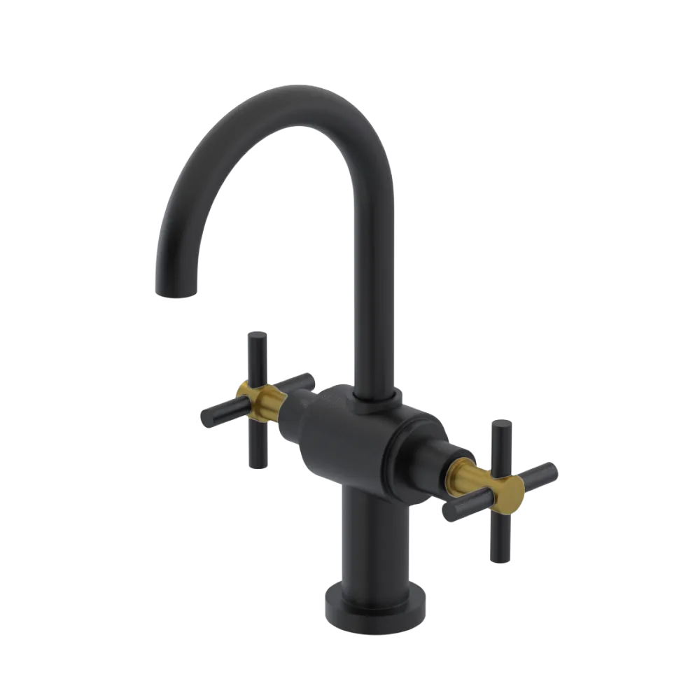 Rubinet Single Hole Dual Handle Lav. Set with LaSalle Spout (less drain) Matt Black