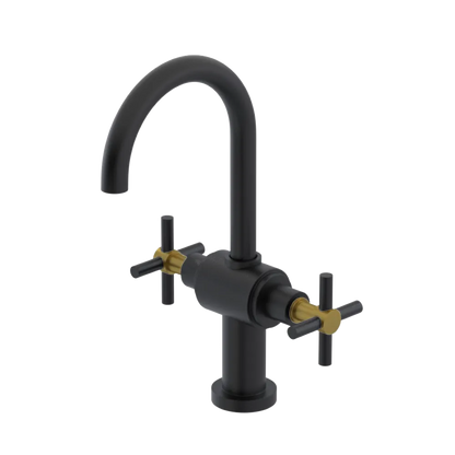 Rubinet Single Hole Dual Handle Lav. Set with LaSalle Spout (less drain) Matt Black