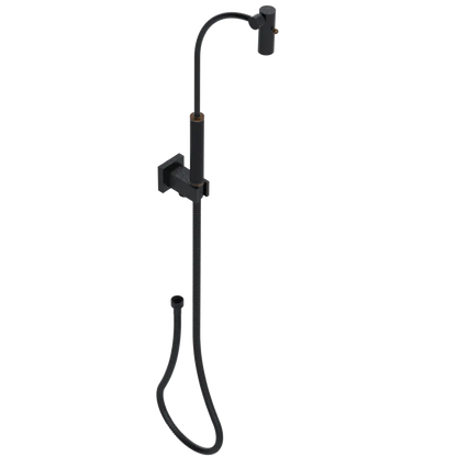 Rubinet Hand Held Shower Bidet with Extended Reach & Dual Function Spray Including Wall Bracket with Supply & Hose (Square) Matt Black