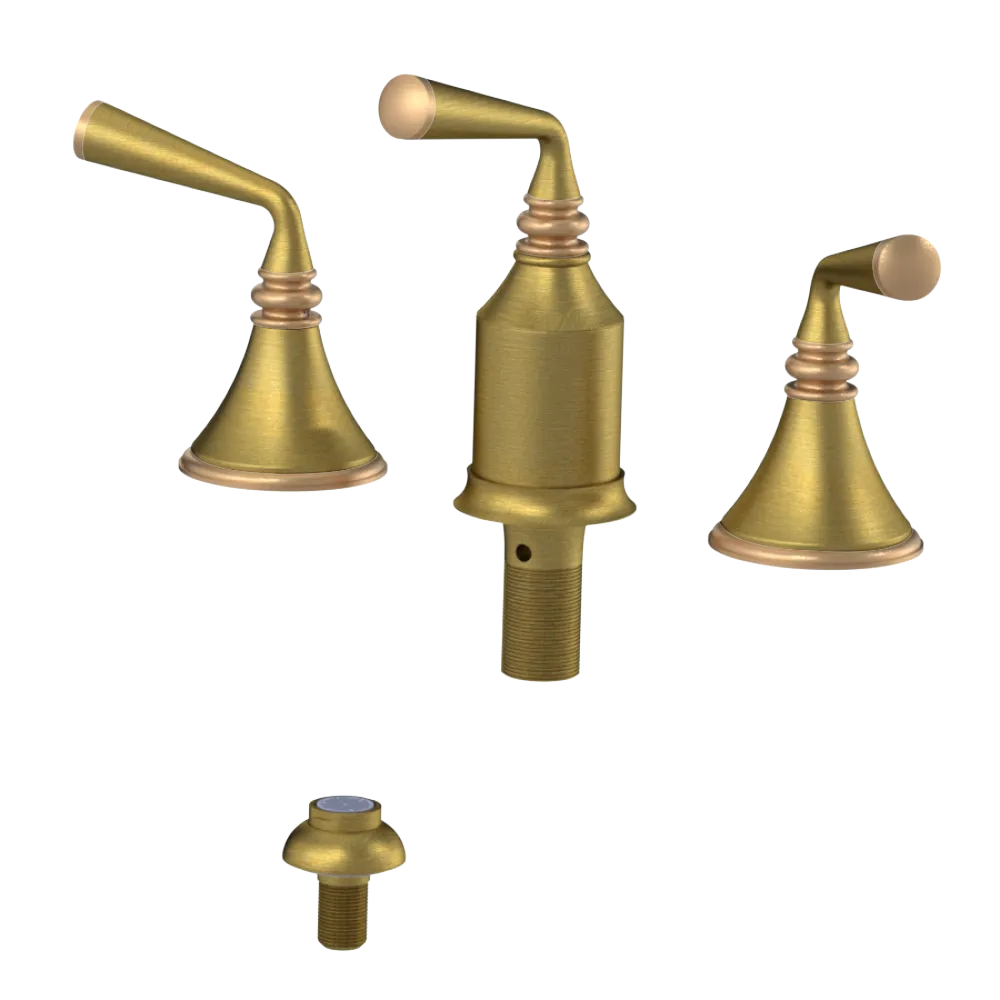 Rubinet Bidet Fitting with Spray, Diverter, and Vacum Breaker (Less Drain) Antique Brass Matt
