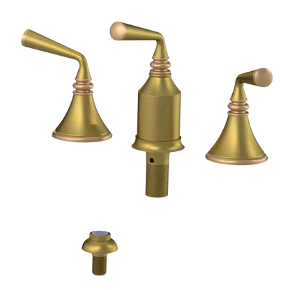 Rubinet Bidet Fitting with Spray, Diverter, and Vacum Breaker (Less Drain) Antique Brass Matt
