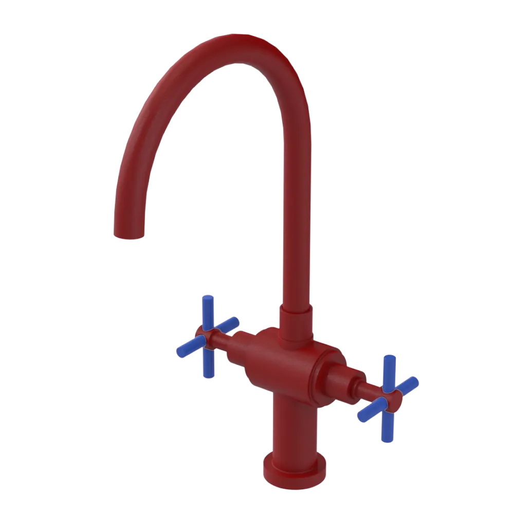 Rubinet Two Handle Single Hole Kitchen Set with LaSalle Spout Maroon