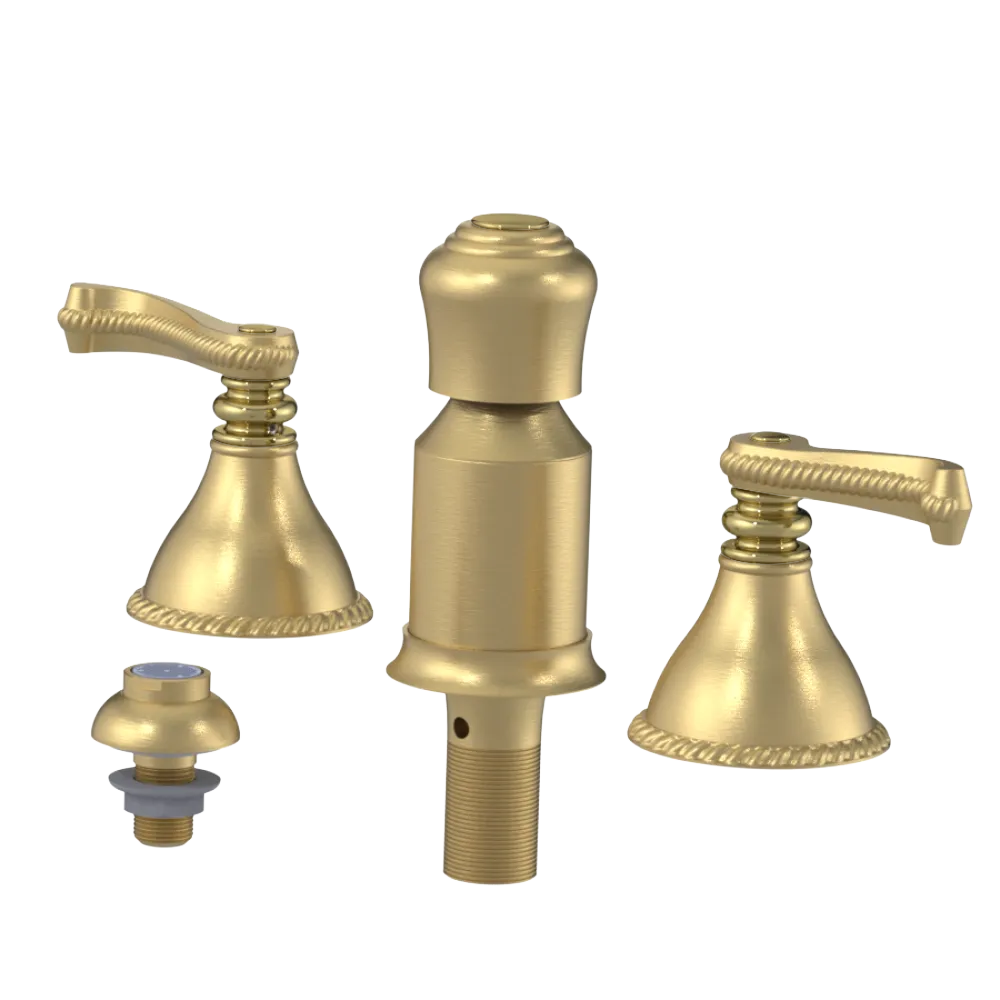 Rubinet Bidet Fitting with Spray, Diverter, and Vacum Breaker (Less Drain) Satin Brass