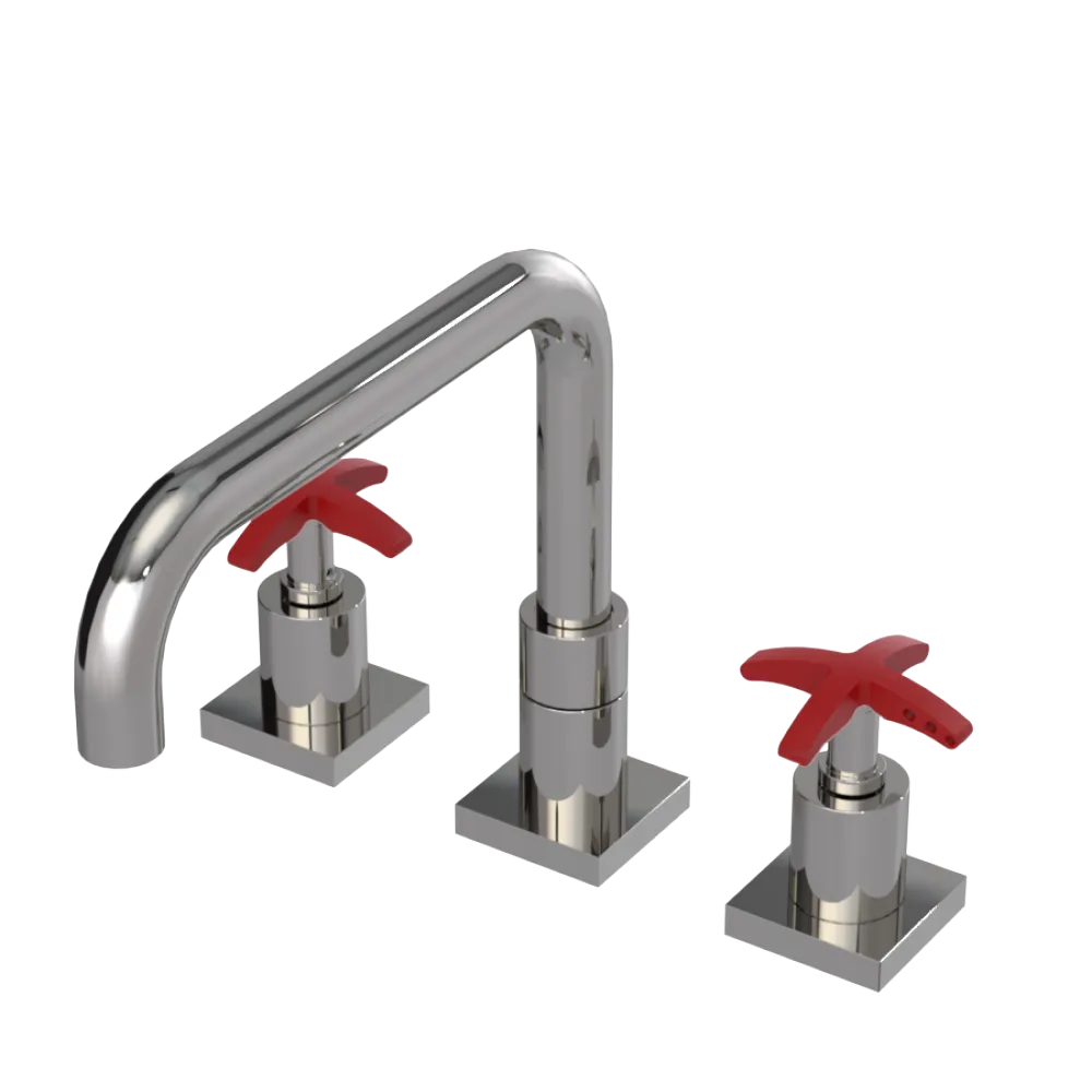Rubinet Widespread Kitchen Set with Genesis Spout Polished Nickel