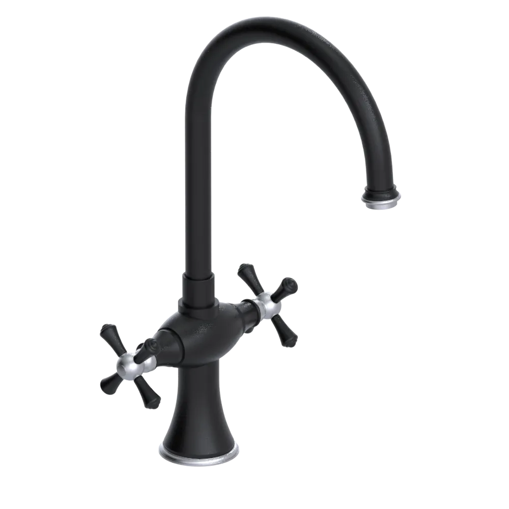 Rubinet Two Handle Single Hole Kitchen Set Matt Black