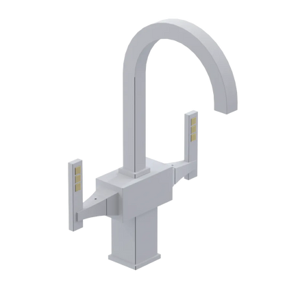 Rubinet Single Hole Dual Handle Lav. Set. (less drain) Matt White