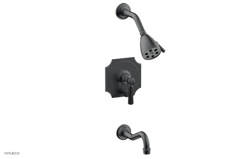 Phylrich HENRI Pressure Balance Tub and Shower Set - Satin Black Lever Handle 161-30