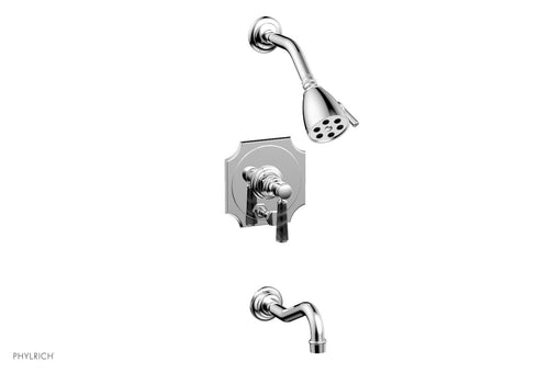Phylrich HENRI Pressure Balance Tub and Shower Set - Black Marble Lever Handle 161-31