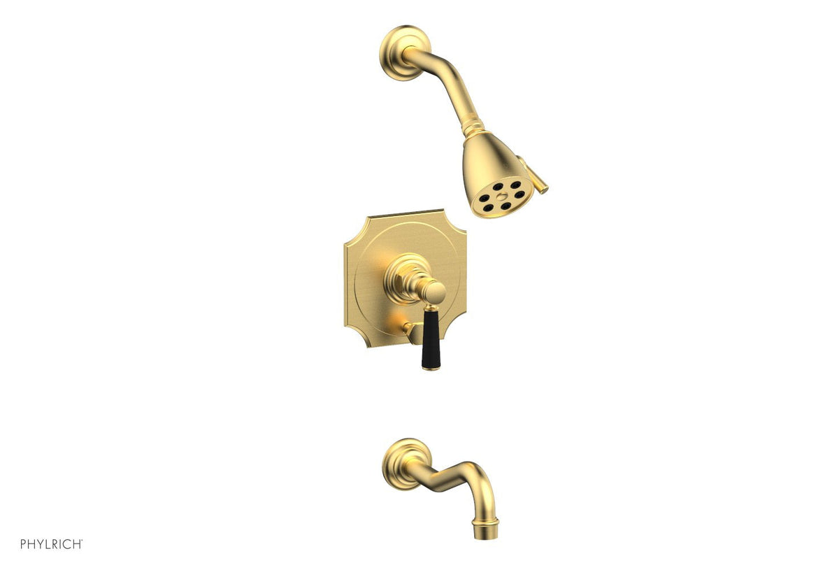 HENRI Pressure Balance Tub and Shower Set - Satin Black Lever Handle 161-30