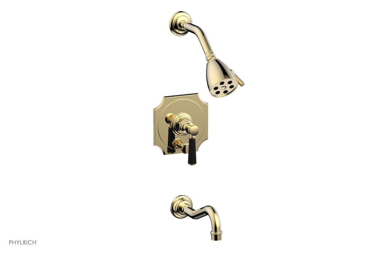 HENRI Pressure Balance Tub and Shower Set - Satin Black Lever Handle 161-30