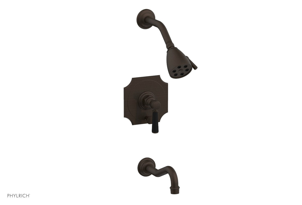 HENRI Pressure Balance Tub and Shower Set - Satin Black Lever Handle 161-30