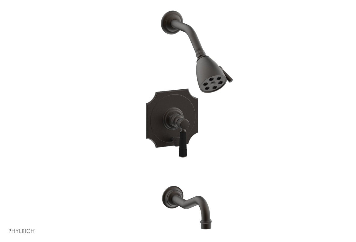 HENRI Pressure Balance Tub and Shower Set - Satin Black Lever Handle 161-30