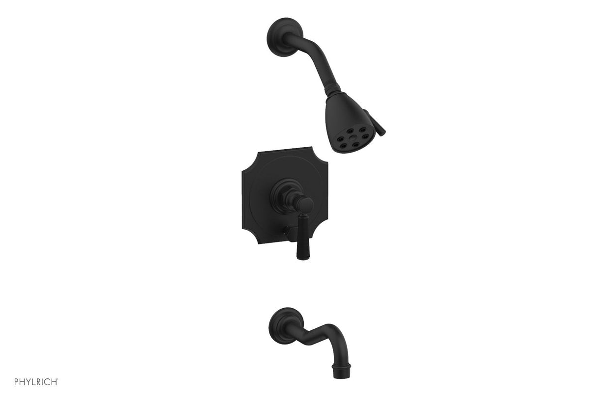 HENRI Pressure Balance Tub and Shower Set - Satin Black Lever Handle 161-30