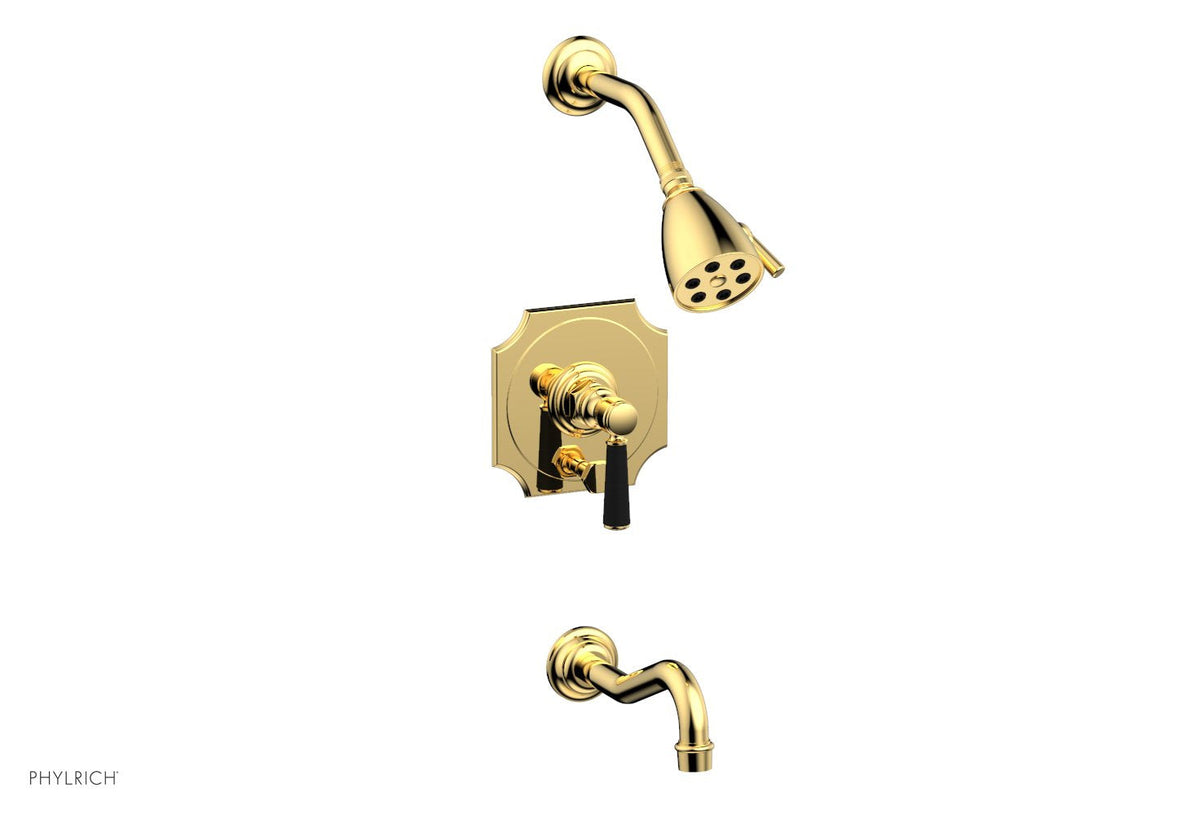 HENRI Pressure Balance Tub and Shower Set - Satin Black Lever Handle 161-30