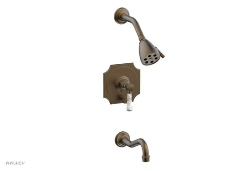 Phylrich HENRI Pressure Balance Tub and Shower Set - White Marble Lever Handle 161-31