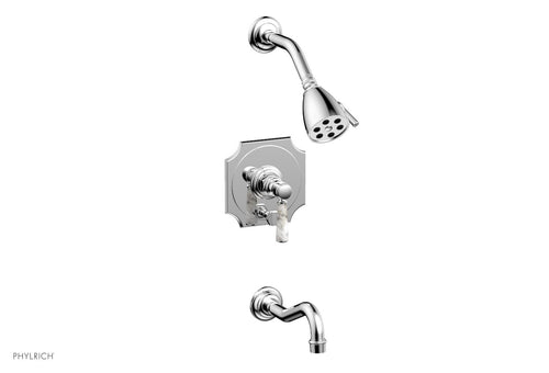 Phylrich HENRI Pressure Balance Tub and Shower Set - White Marble Lever Handle 161-31
