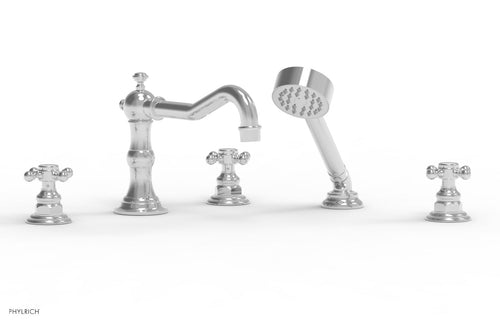 Phylrich HENRI Deck Tub Set with Hand Shower with Cross Handles 161-48