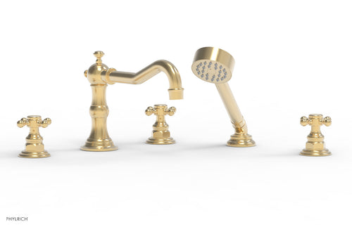 Phylrich HENRI Deck Tub Set with Hand Shower with Cross Handles 161-48