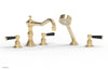 HENRI Deck Tub Set with Hand Shower with Satin Black Handles 161-49
