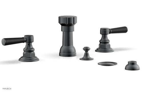 Phylrich HENRI Four Hole Bidet Set - Satin Black Lever Handles 161-61