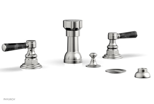 Phylrich HENRI Four Hole Bidet Set - Black Marble Lever Handles 161-62