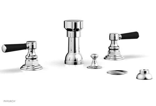 Phylrich HENRI Four Hole Bidet Set - Satin Black Lever Handles 161-61
