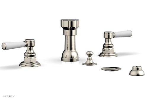 Phylrich HENRI Four Hole Bidet Set - Satin White Lever Handles 161-61