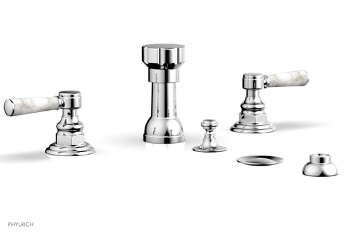 Phylrich HENRI Four Hole Bidet Set - White Marble Lever Handles 161-62