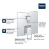 Grohe Eurocube Pressure Balance Valve Trim With 3-Way Diverter With Cartridge