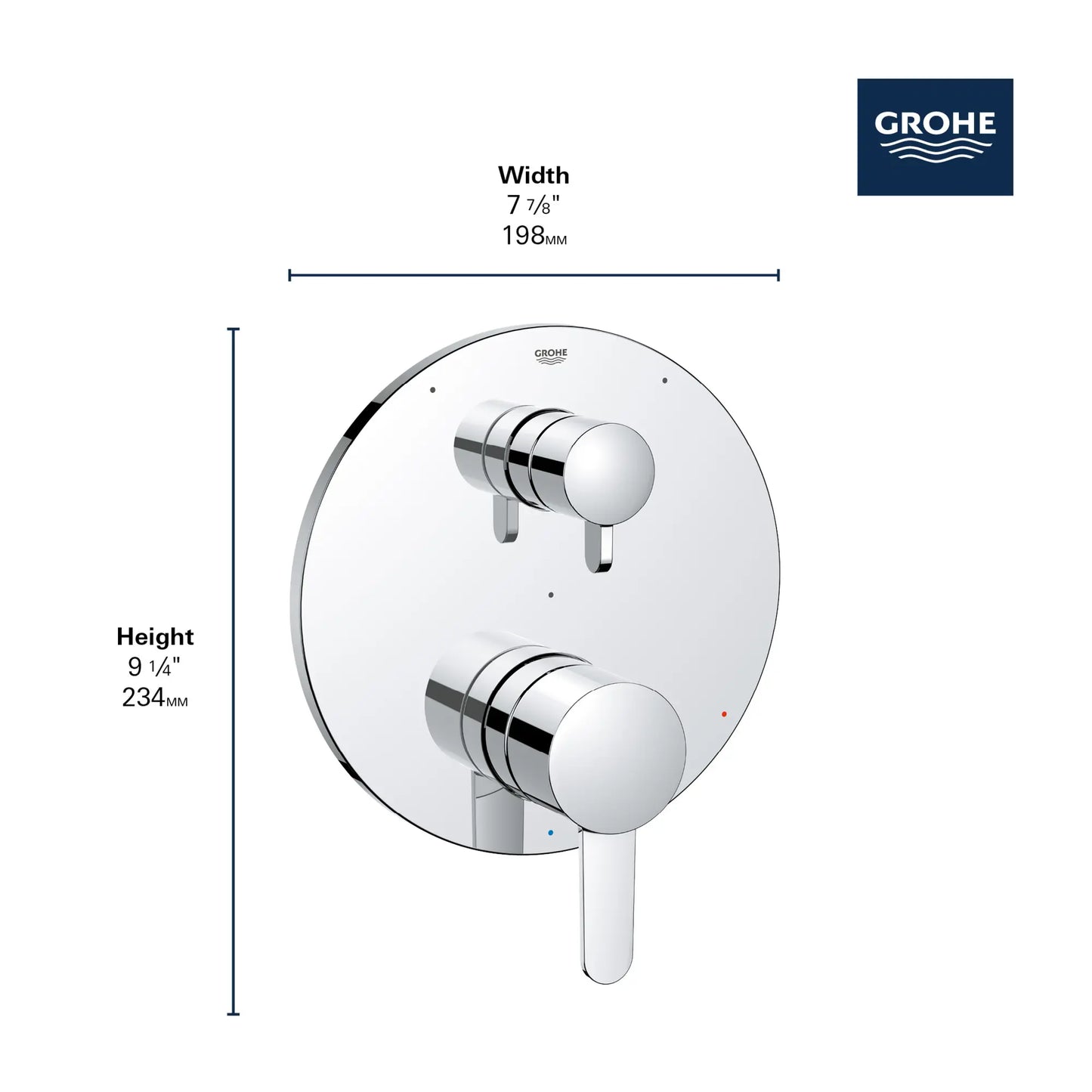 Grohe Cosmopolitan Pressure Balance Valve Trim With 3-Way Diverter With Cartridge