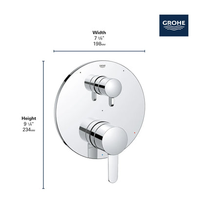 Grohe Cosmopolitan Pressure Balance Valve Trim With 3-Way Diverter With Cartridge